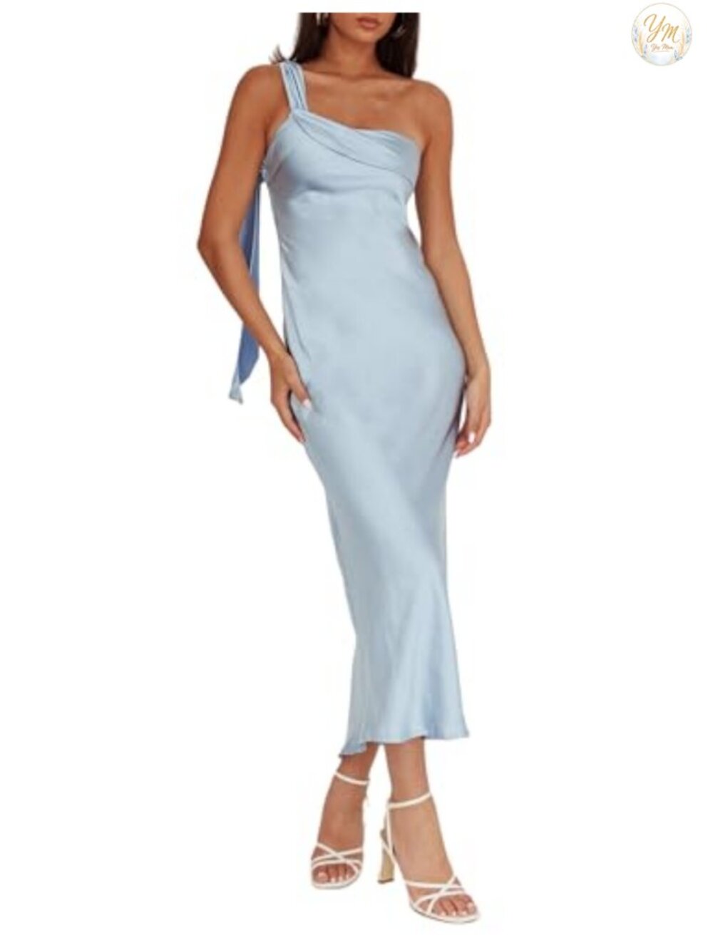 2026 Satin One Shoulder Maxi Formal Dress Women Wedding Guest